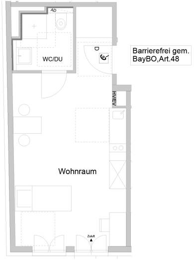 Wohnung zur Miete 720 € 1 Zimmer 31,2 m² 4. Geschoss frei ab 01.08.2025 Dachauer Str. 435 Moosach-Bahnhof München 80992