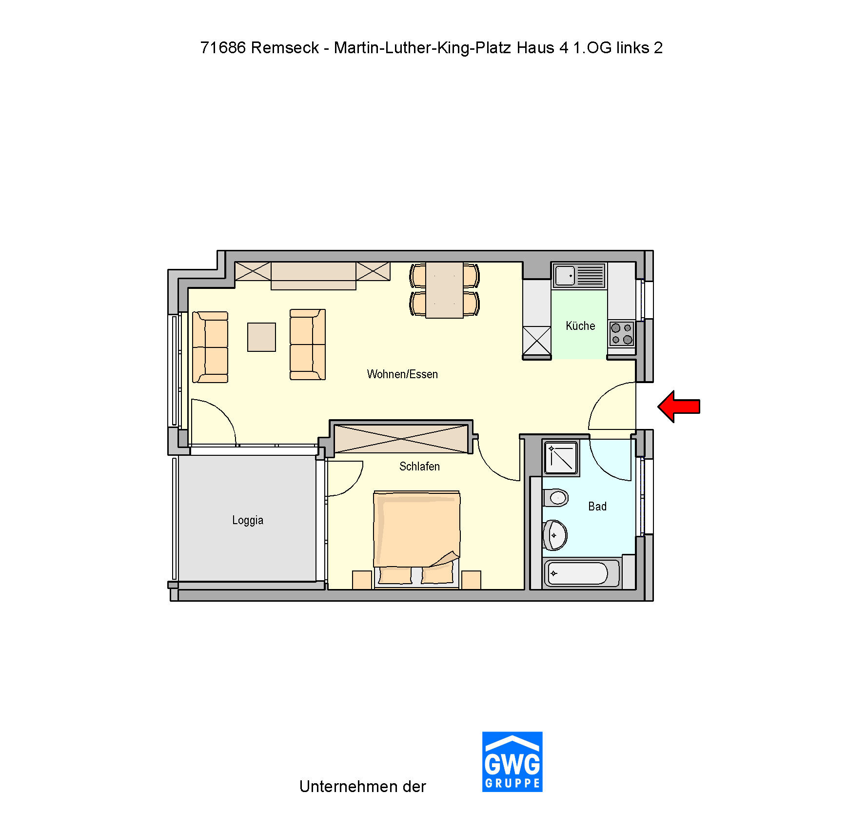 Wohnung zur Miete 780 € 2 Zimmer 56,7 m²<br/>Wohnfläche 1.<br/>Geschoss 01.03.2025<br/>Verfügbarkeit John-F.-Kennedy-Allee 55/3 Pattonville 620 Remseck 71686