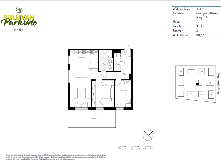 Wohnung zur Miete 1.370 € 3 Zimmer 88,6 m² 3. Geschoss frei ab 01.05.2026 George-Sullivan-Ring 40 Käfertal Mannheim 68309