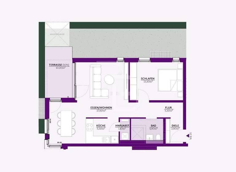 Wohnung zum Kauf - Erstbezug 369.200 € 2 Zimmer 65,7 m² EG Anton-Groß-Straße 20 Hangelar Sankt Augustin 53757
