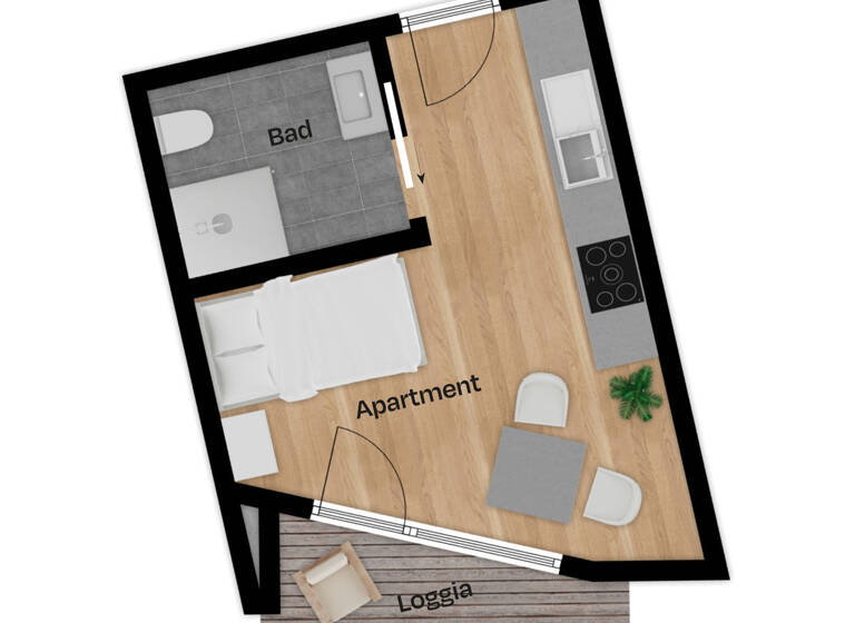 Studio zum Kauf provisionsfrei 172.805 € 1 Zimmer 20,3 m²<br/>Wohnfläche 3.<br/>Geschoss St Johannis Nürnberg 90419