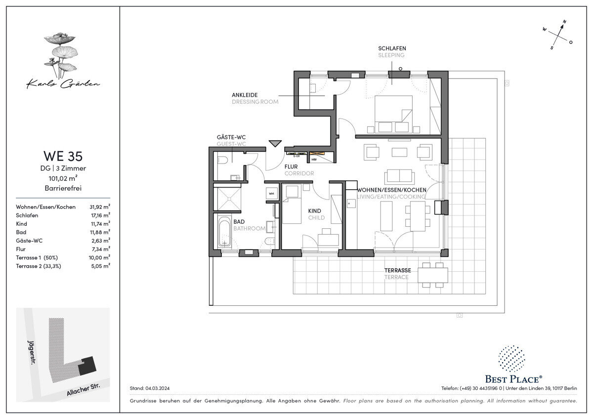 Penthouse zum Kauf provisionsfrei 1.199.000 € 3 Zimmer 101,2 m²<br/>Wohnfläche 3.<br/>Geschoss Jägerstraße 29-31 Karlsfeld 85757