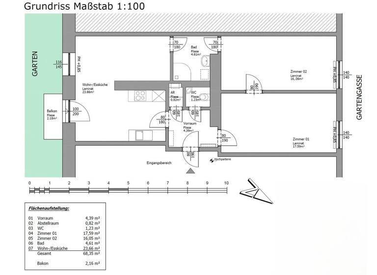 WG-Zimmer zur Miete 690 € 3 Zimmer 68,4 m² 1. Geschoss Gartengasse 27 Sankt Leonhard Graz 8010