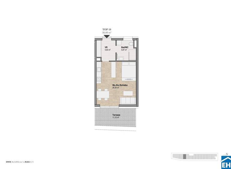 Wohnung zum Kauf - Erstbezug 235.980 € 1 Zimmer 38,1 m² 3. Geschoss Sankt Leonhard Graz 8010