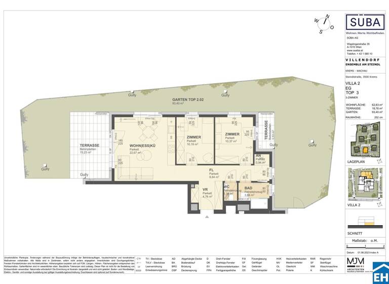 Wohnung zum Kauf - Erstbezug 390.000 € 3 Zimmer 62,8 m² EG Steindlstraße Krems an der Donau 3500