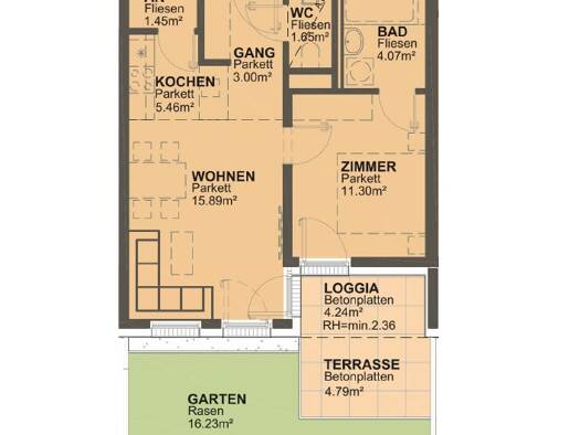 Wohnung zur Miete 719 € 2 Zimmer 42,8 m² Wien 1210