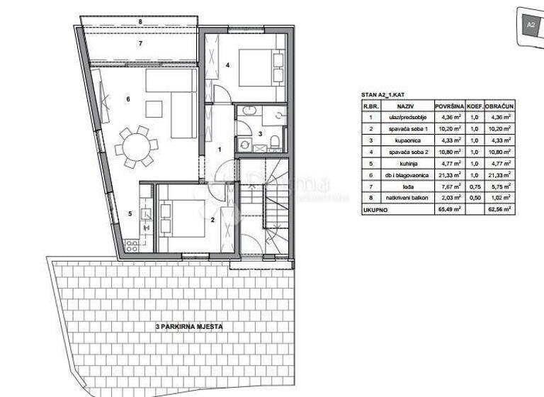 Wohnung zum Kauf 299.000 € 3 Zimmer 67 m² 1. Geschoss Postira