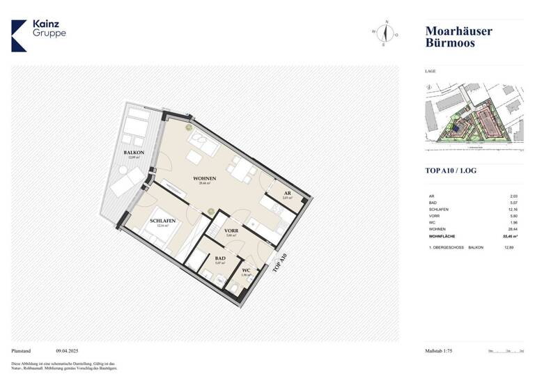 Wohnung zum Kauf - Erstbezug 256.000 € 2 Zimmer 55,4 m² 1. Geschoss Bürmoos 5111