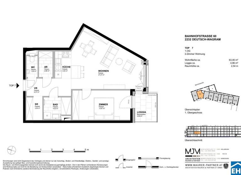 Wohnung zum Kauf - Erstbezug 298.700 € 2 Zimmer 63,5 m² 1. Geschoss Bahnhofstraße Deutsch-Wagram 2232