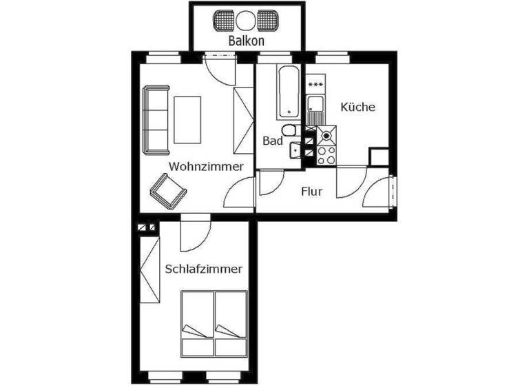 Wohnung zur Miete 230 € 2 Zimmer 46,3 m² EG Jößnitzer Straße 11 Jößnitz Plauen 08525