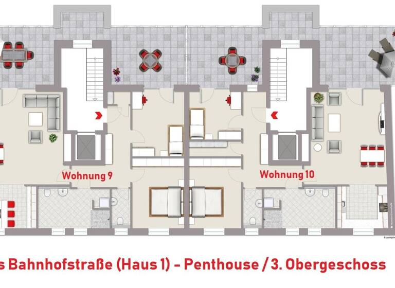 Penthouse zum Kauf provisionsfrei 682.400 € 3 Zimmer 139,3 m² 3. Geschoss Bahnhofstraße 16-20 Rhede 46414