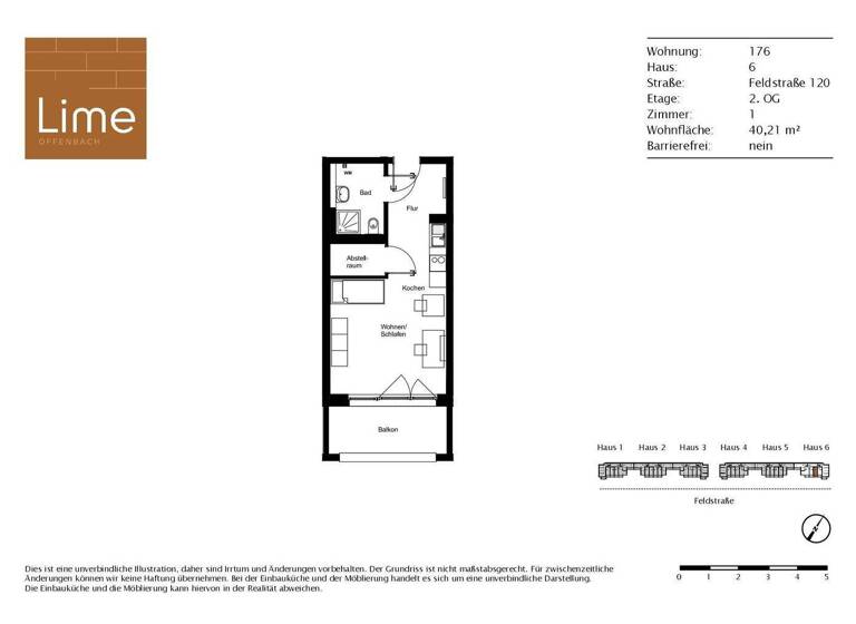 Studio zur Miete 695 € 1 Zimmer 40,2 m² 2. Geschoss Feldstraße 120 Offenbach am Main Offenbach 63071