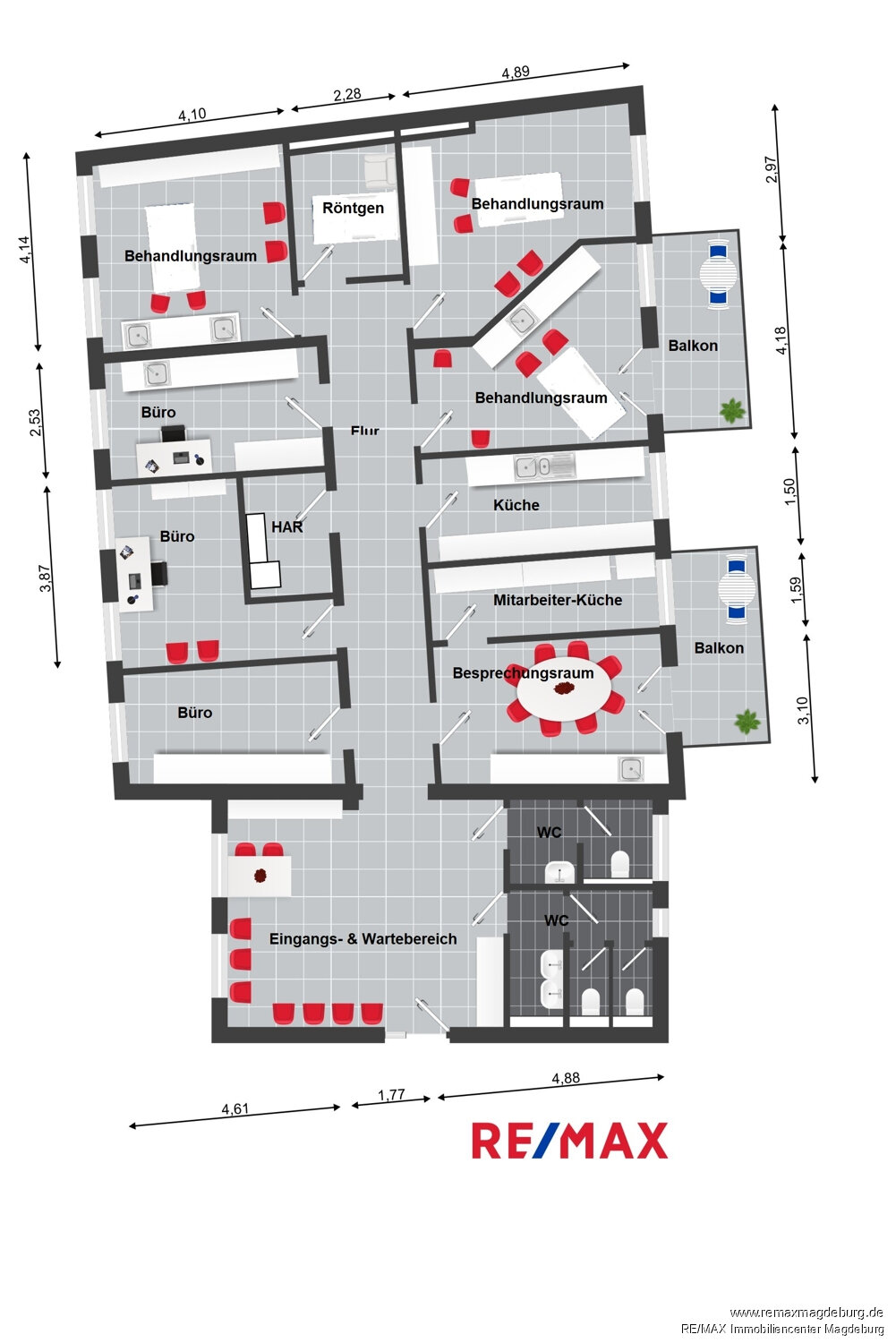 Praxis zur Miete 2.101 € 204 m²<br/>Bürofläche Magdeburger Str. 19-23 Haldensleben Haldensleben 39340