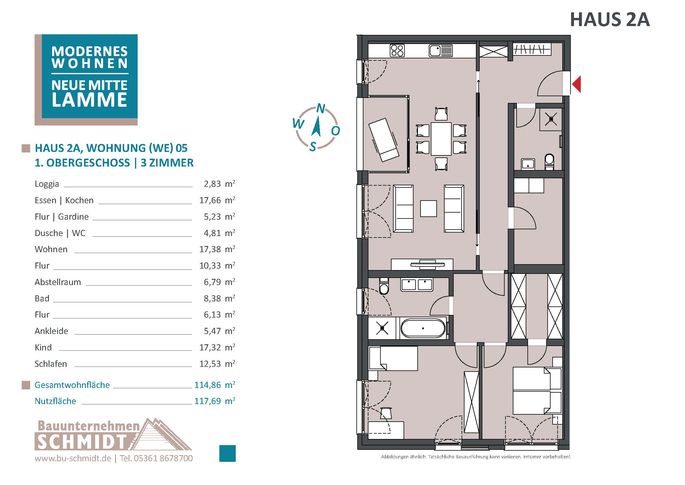 Wohnung zum Kauf 399.999 € 3 Zimmer 114,7 m²<br/>Wohnfläche 3.<br/>Geschoss Lammer Busch 1 Lamme Braunschweig 38116