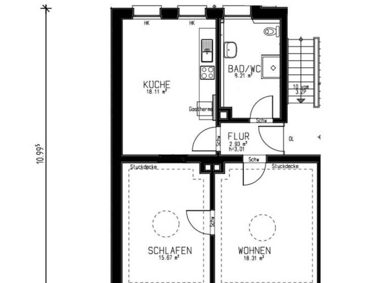 Wohnung zur Miete 730 € 2 Zimmer 64,5 m²<br/>Wohnfläche 3.<br/>Geschoss 01.06.2025<br/>Verfügbarkeit Neumannstraße 17 Südstadt Fürth 90763