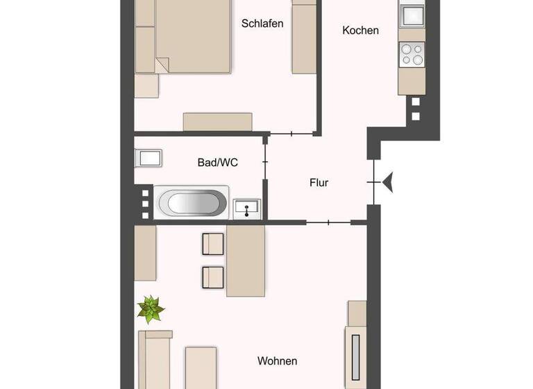 Wohnung zum Kauf 245.000 € 2 Zimmer 51,1 m² 2. Geschoss Möhringen Stuttgart / Möhringen 70567