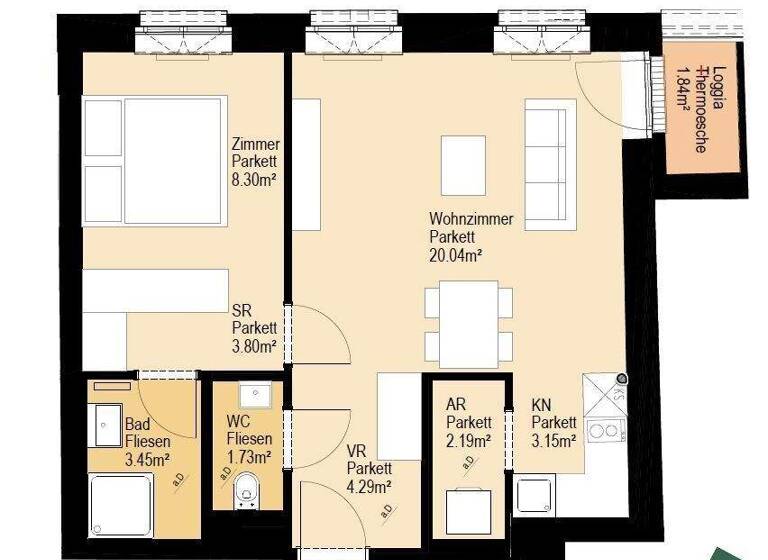 Wohnung zur Miete 810 € 2 Zimmer 50,6 m² 2. Geschoss Wien 1120