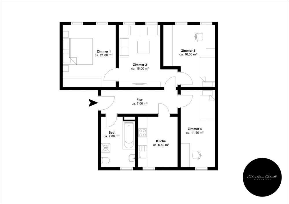 Wohnung zur Miete 957 € 4 Zimmer 87 m²<br/>Wohnfläche 3.<br/>Geschoss Georg-Schwarz-Straße 188 Leutzsch Leipzig / Leutzsch 04179