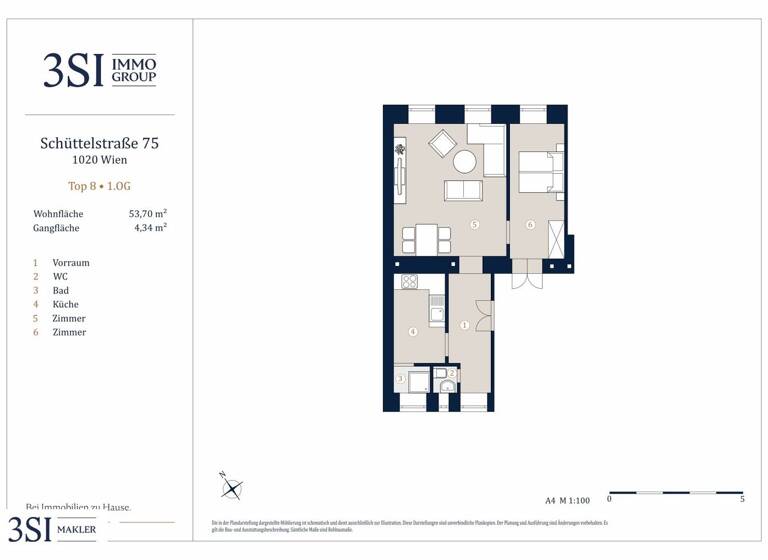 Wohnung zum Kauf 255.000 € 2 Zimmer 53,7 m² 1. Geschoss Schüttelstraße 75 Wien 1020
