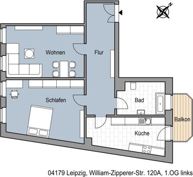 Wohnung zur Miete 648,75 € 2 Zimmer 75 m² 1. Geschoss frei ab 13.11.2024 William-Zipperer-Str. 120A Leutzsch Leipzig 04179