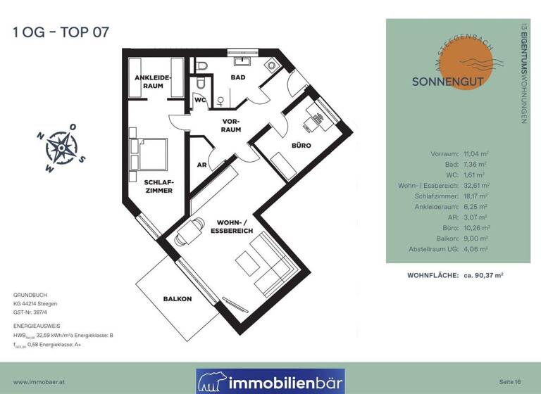 Wohnung zum Kauf - Erstbezug 360.000 € 3 Zimmer 90,4 m² 1. Geschoss Steegen 4722