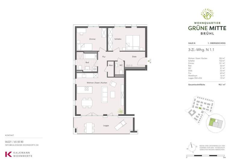 Wohnung zum Kauf - Erstbezug provisionsfrei 489.900 € 3 Zimmer 90,1 m² 1. Geschoss Stadion-Anlage 11 Brühl 68782