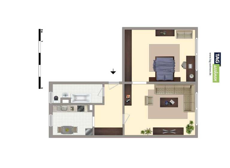 Wohnung zur Miete 351 € 2 Zimmer 46,6 m² 1. Geschoss frei ab 01.05.2026 Pulvermühlenweg 13 Zwenkau 04442