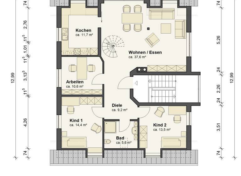 Wohnung zum Kauf 485.000 € 5 Zimmer 139 m²<br/>Wohnfläche Dachgeschoss, 2.<br/>Geschoss Waldbrunn 97295