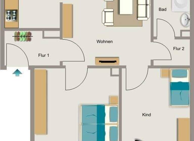 Wohnung zur Miete 628 € 3,5 Zimmer 53,8 m² EG Geibelstraße 18 Heißen-Fulerum Mülheim 45472