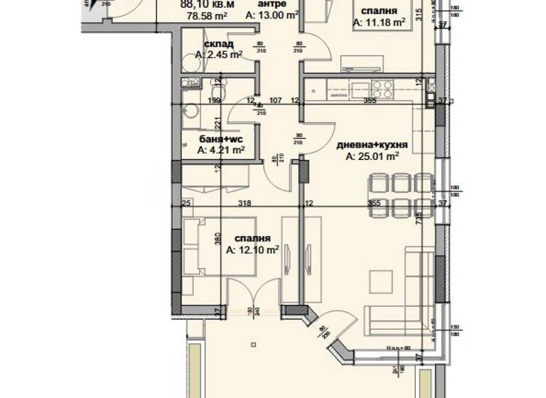 Studio zum Kauf 90.750 € 3 Zimmer 88,1 m² Burgas