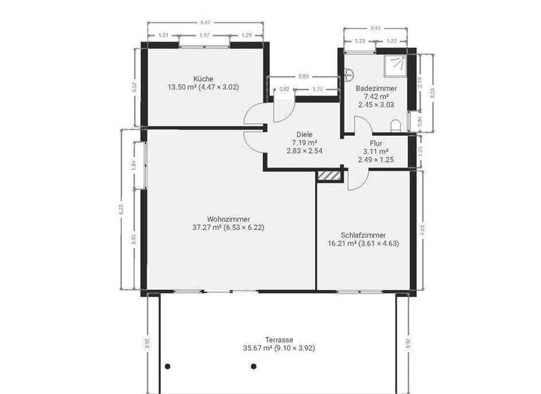 Wohnung zur Miete 1.500 € 2 Zimmer 92,6 m² EG Raunheim 65479