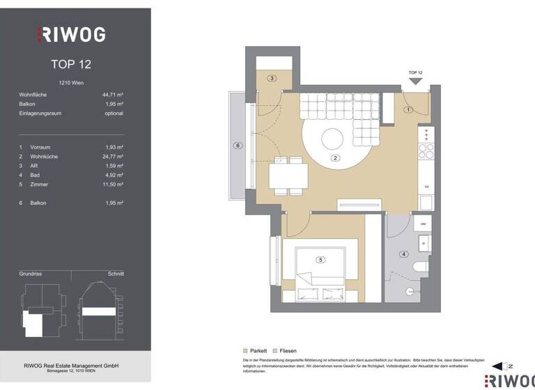 Wohnung zum Kauf - Erstbezug 279.000 € 2 Zimmer 44,7 m² 3. Geschoss Bahnsteggasse 4 Wien 1210