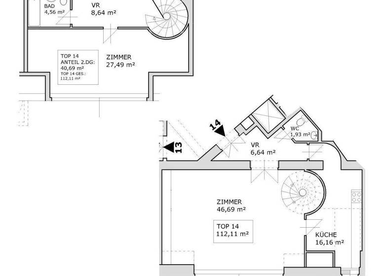 Maisonette zur Miete 1.371 € 2 Zimmer 112,1 m² 3. Geschoss Wien 1190