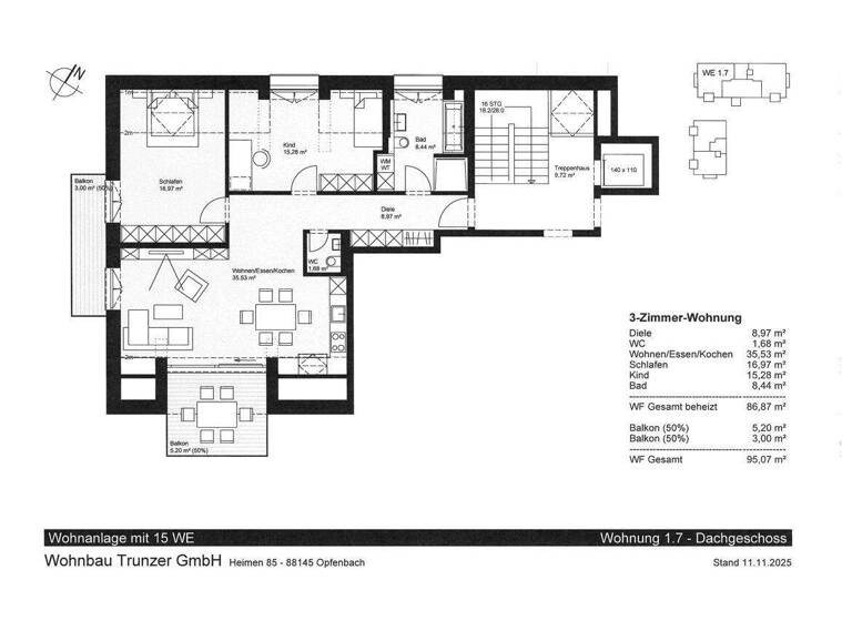 Wohnung zum Kauf - Erstbezug 489.000 € 3 Zimmer 95,1 m² 2. Geschoss Lindenberg 88161