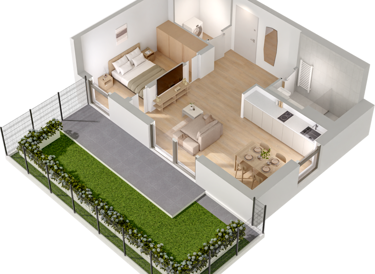 Studio zur Miete - Erstbezug 1.231 € 1 Zimmer 42 m² Buschkrugallee 64 Britz Berlin 12359