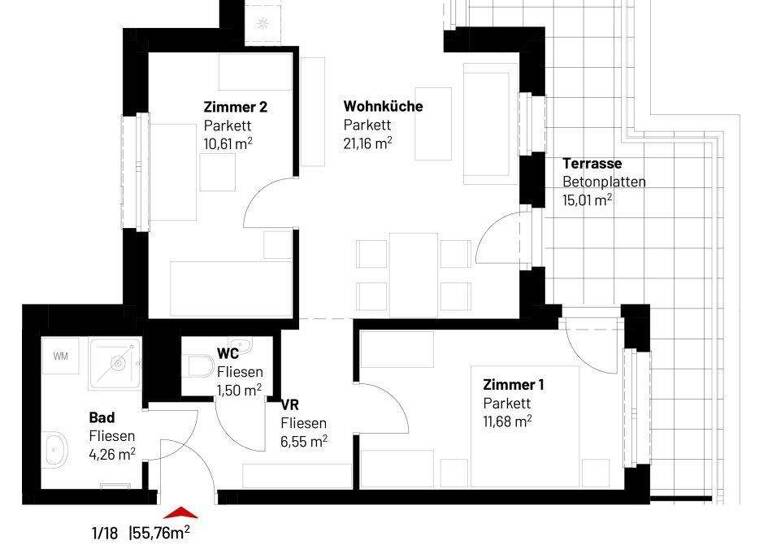 Wohnung zur Miete 960 € 3 Zimmer 55,8 m² frei ab 01.06.2026 Am langen Felde 44 Wien 1220