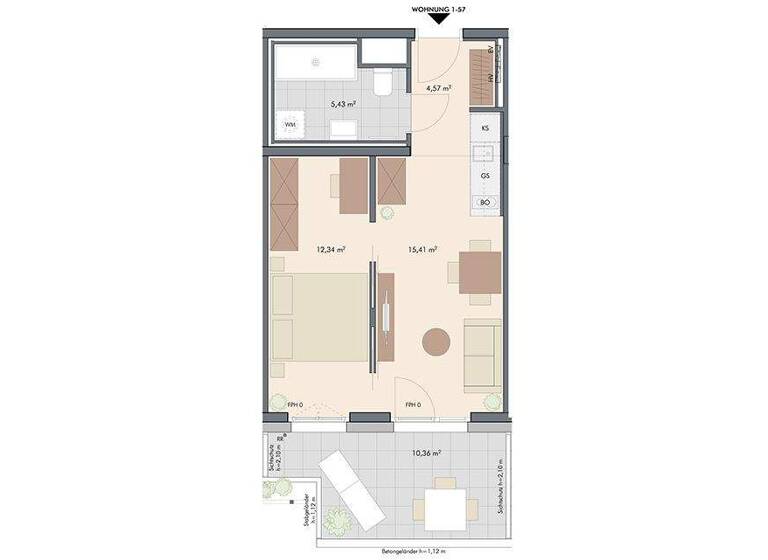 Wohnung zum Kauf - Erstbezug provisionsfrei 260.000 € 2 Zimmer 37,8 m² 5. Geschoss Ludwig-Reindl-Gasse 1, Senekowitschgasse 2 Wien 1220