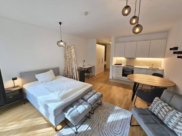 Studio zur Miete Wohnen auf Zeit 1.200 € 1 Zimmer 36 m² frei ab 01.08.2025 Grusonstraße 00 Ostend Frankfurt am Main 60314