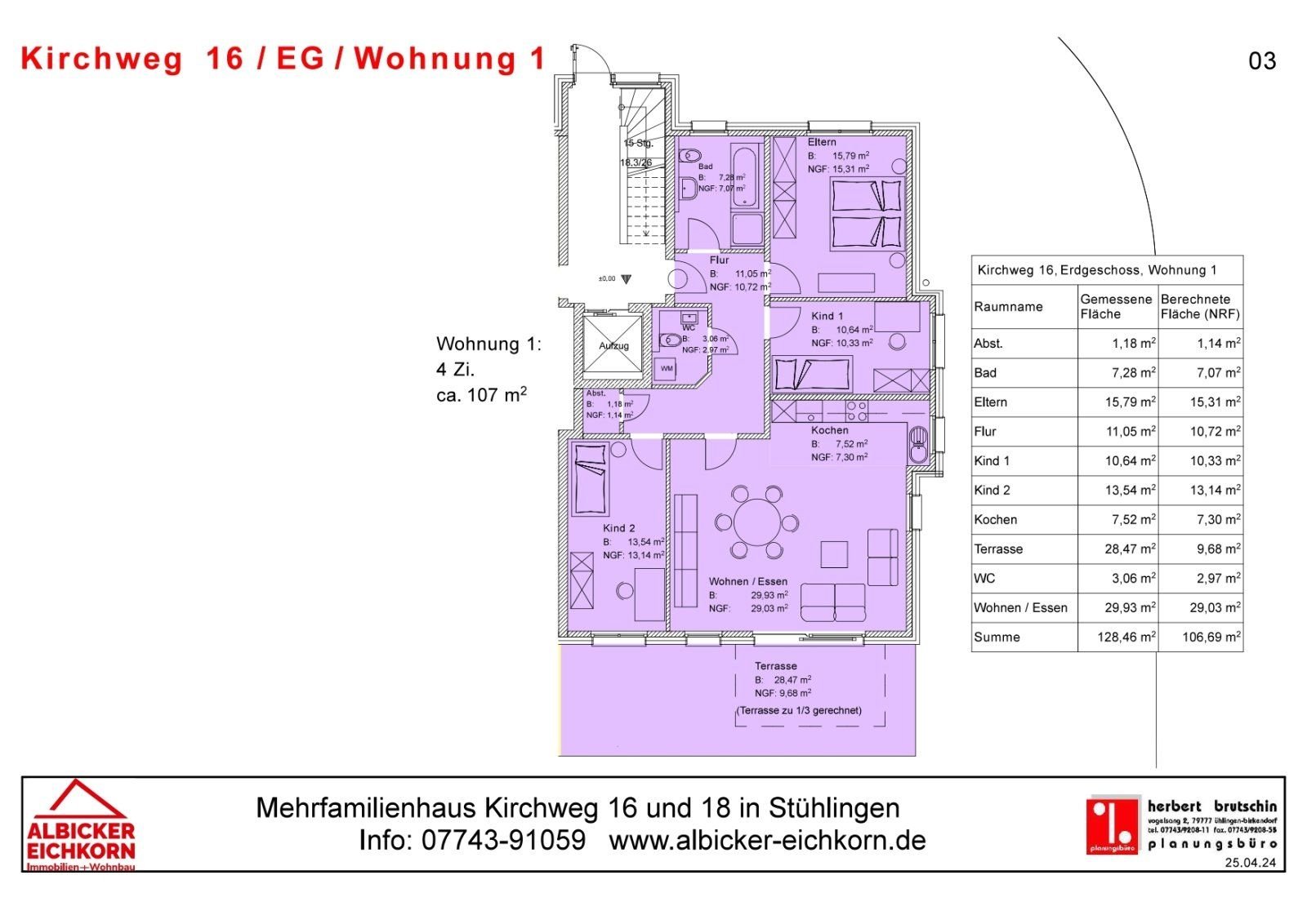 Wohnung zum Kauf provisionsfrei 438.700 € 4 Zimmer 107 m²<br/>Wohnfläche Kirchweg 16 Stühlingen Stühlingen 79780