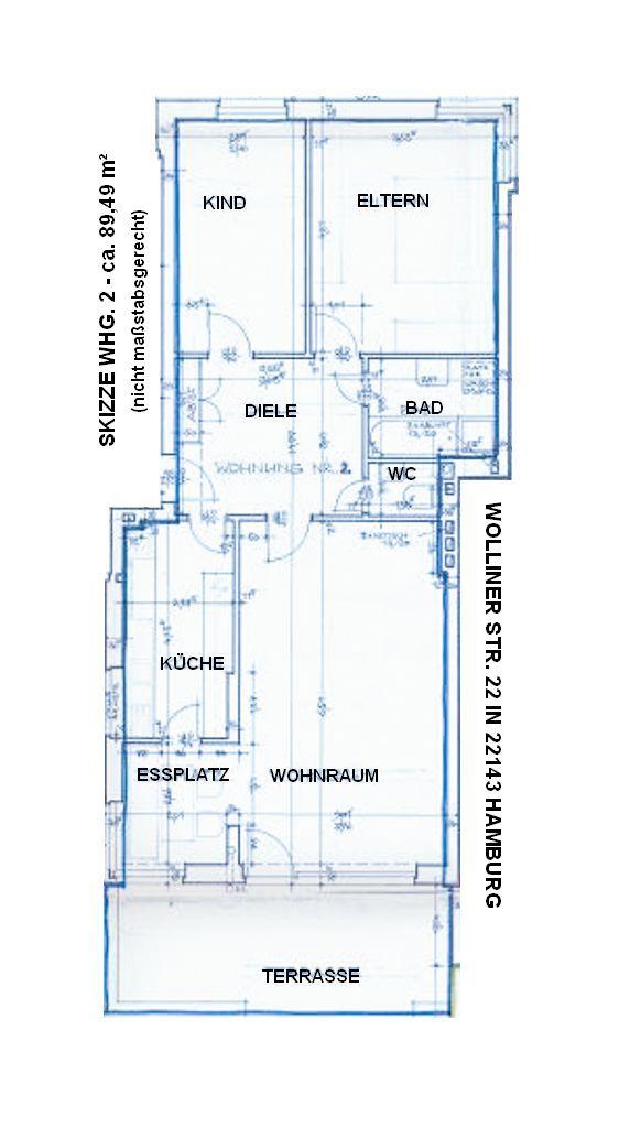 Wohnung zum Kauf 299.000 € 3 Zimmer 89,5 m²<br/>Wohnfläche Wolliner Straße 22 Rahlstedt Hamburg 22143