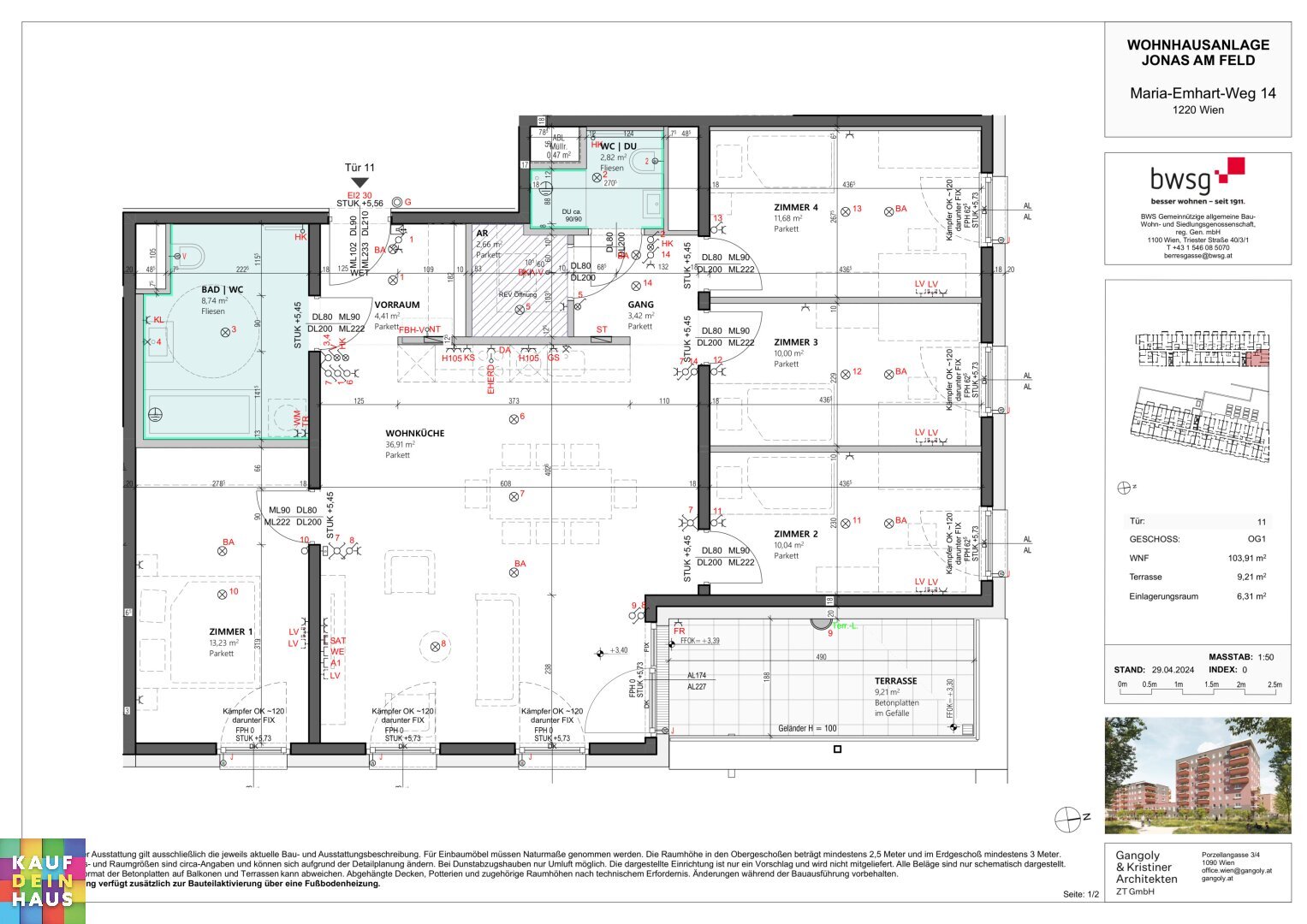 Wohnung zum Kauf 498.878 € 5 Zimmer 103,9 m²<br/>Wohnfläche 01.05.2025<br/>Verfügbarkeit Maria-Emhart-Weg 14 Wien 1220