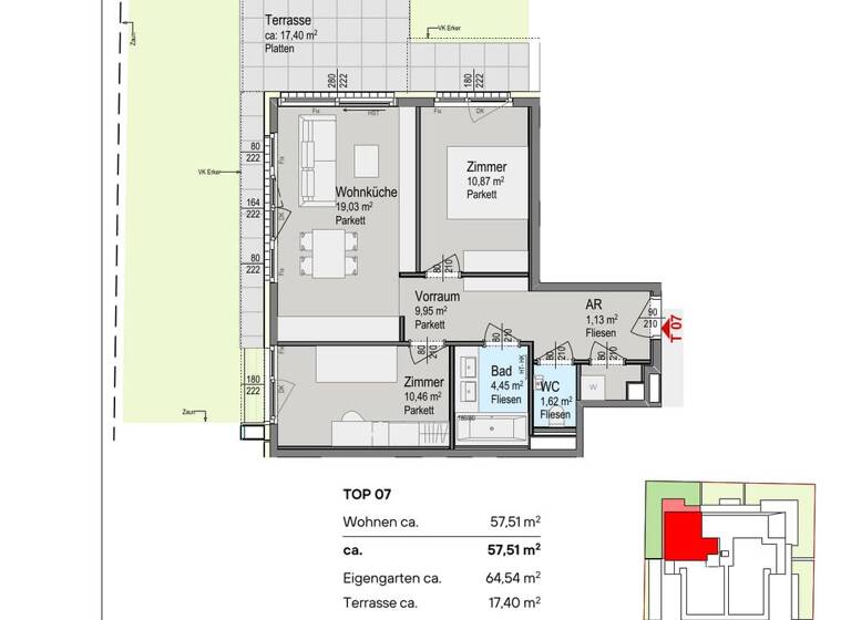 Wohnung zum Kauf - Erstbezug provisionsfrei 498.000 € 3 Zimmer 57,5 m² EG Wien 1140