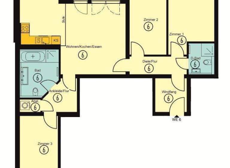 Wohnung zur Miete 1.398 € 4 Zimmer 98,5 m² 1. Geschoss Ungerstraße 12 Anger-Crottendorf Leipzig 04318