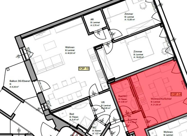 Wohnung zur Miete - Erstbezug 1.140 € 3 Zimmer 87,9 m² 3. Geschoss Volksgartenstraße Lend Graz,04.Bez.:Lend 8020