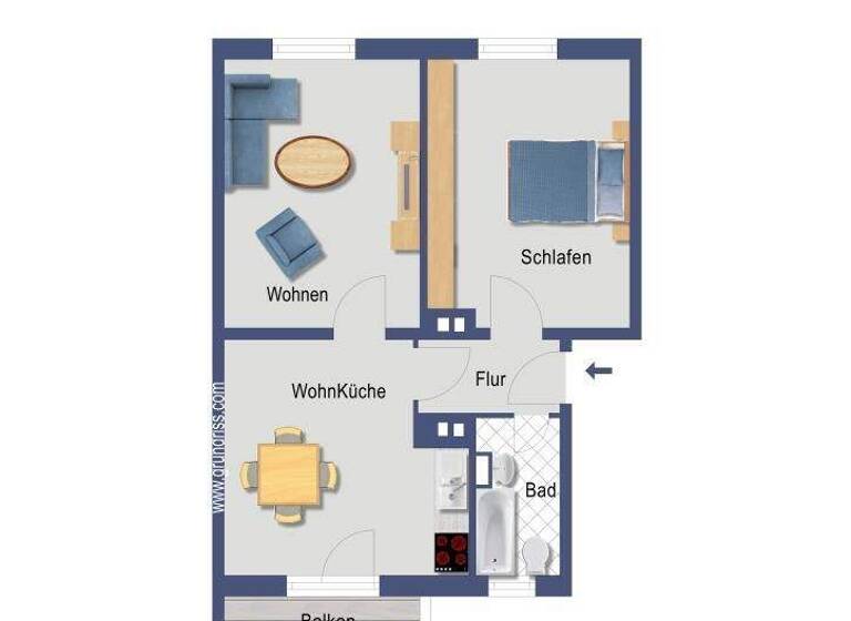 Wohnung zum Kauf provisionsfrei 126.000 € 2 Zimmer 54,6 m² 2. Geschoss Vonscheidtshof 1 Holthausen Mülheim an der Ruhr 45470