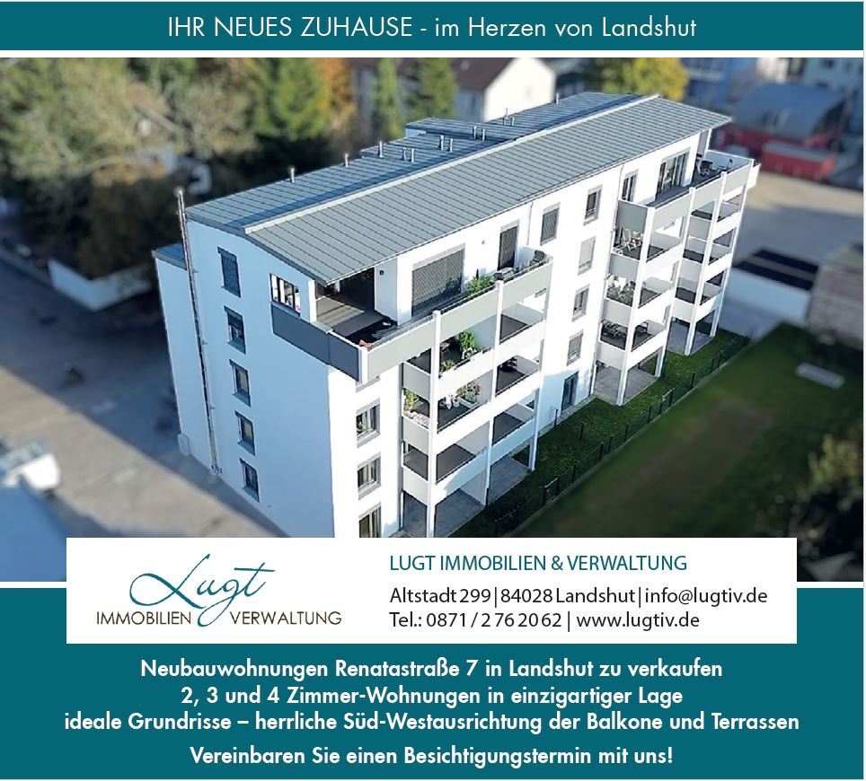 Terrassenwohnung zum Kauf provisionsfrei 451.400 € 2 Zimmer 57,7 m²<br/>Wohnfläche EG<br/>Geschoss ab sofort<br/>Verfügbarkeit Renatastraße 7 Nikola Landshut 84034