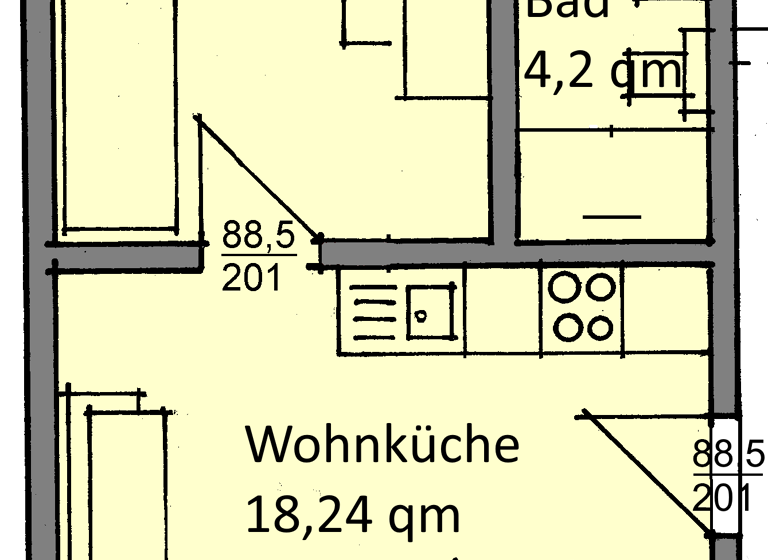 Wohnung zur Miete 280 € 2 Zimmer 32 m²<br/>Wohnfläche EG<br/>Geschoss Ziegelhof 4 Bad Langensalza Bad Langensalza 99947