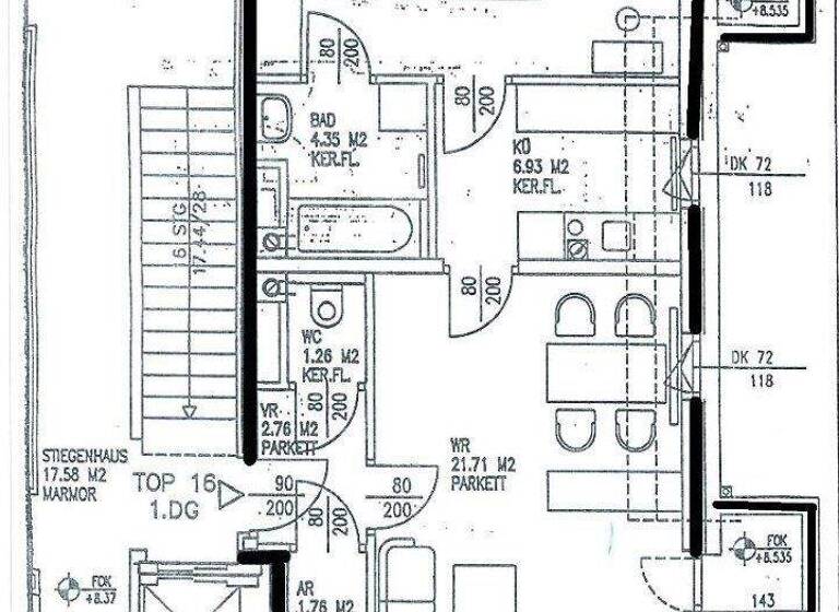 Wohnung zur Miete 1.000 € 2 Zimmer 60 m² 3. Geschoss Wien 1120
