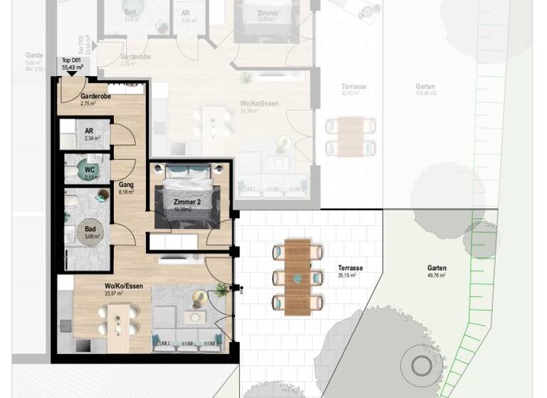 Wohnung zum Kauf - Erstbezug 379.000 € 2 Zimmer 55,4 m² EG Neudorf 52 Reith im Alpbachtal 6235