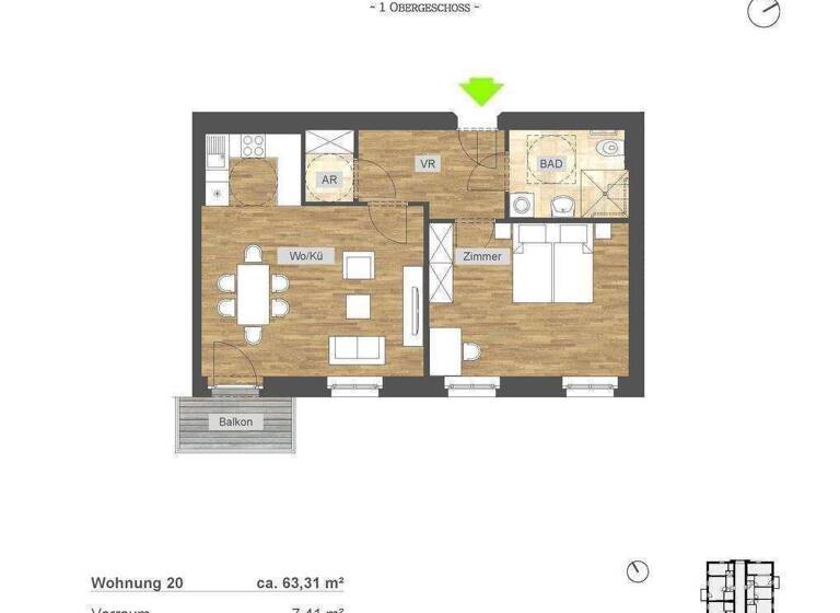 Wohnung zur Miete 730 € 2 Zimmer 63,3 m² 1. Geschoss Maria-Kundenreich-Straße 1 Bitburg 54634